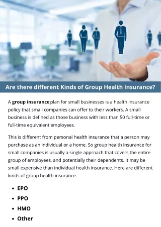 Are there different Kinds of Group Health Insurance