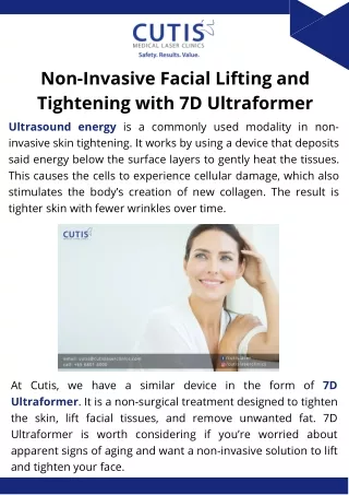 Non-Invasive Facial Lifting and Tightening with 7D Ultraformer