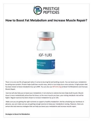 How to Boost Fat Metabolism and Increase Muscle Repair