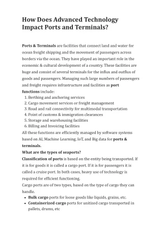 how does advanced technology impact ports
