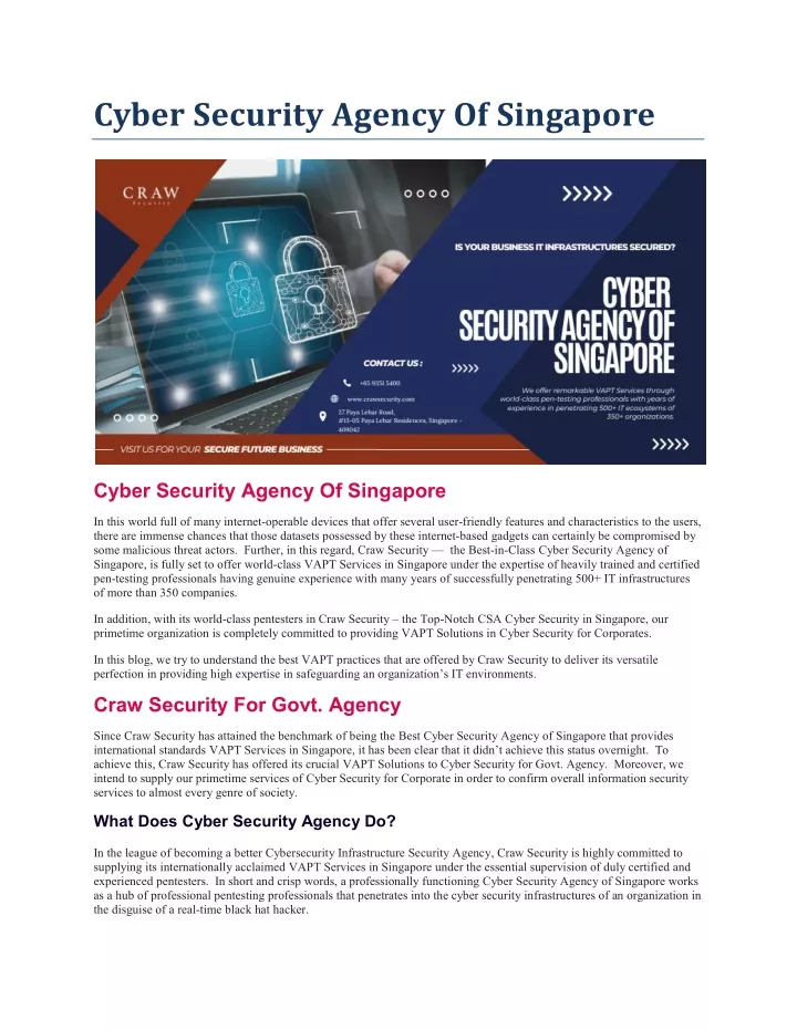 PPT - Cyber Security Agency Of Singapore PowerPoint Presentation, Free ...