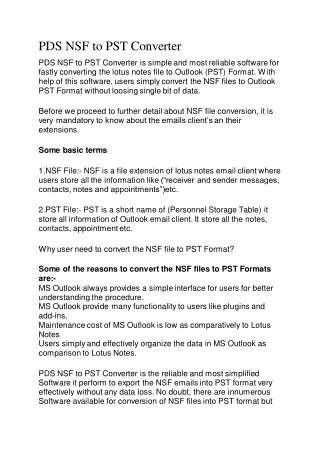 PDS NSF to PST Converter Software