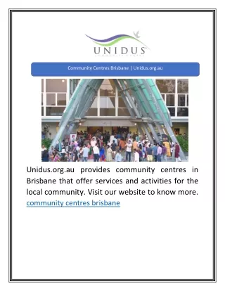 community centres brisbane unidus org au