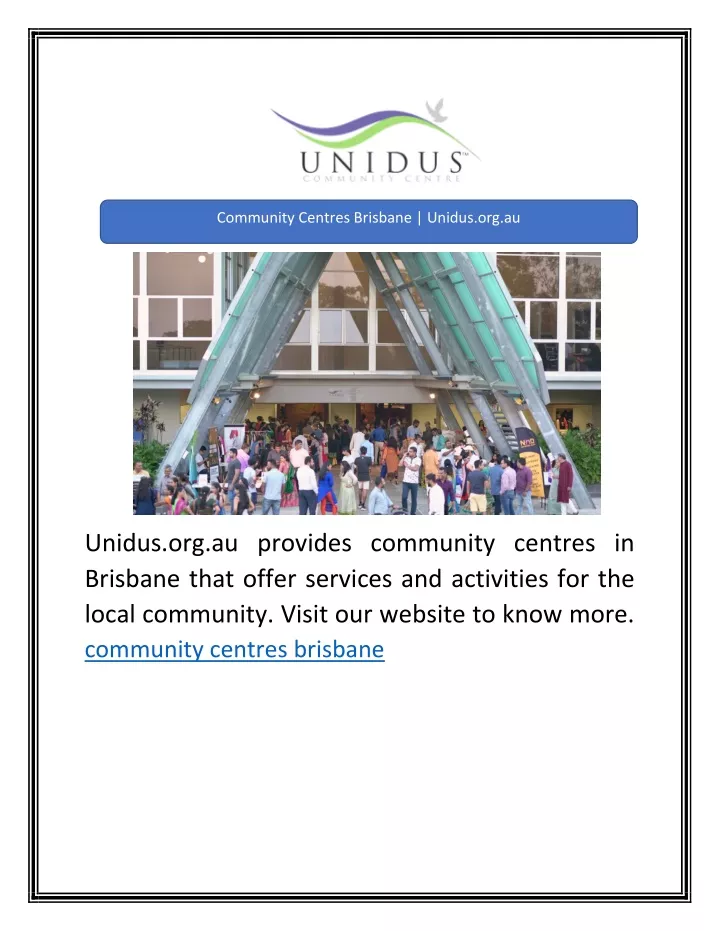 community centres brisbane unidus org au