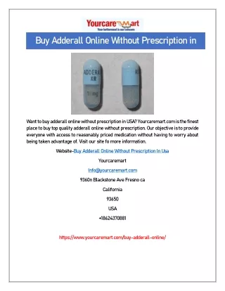 Buy Adderall Online Without Prescription in Usa | Yourcaremart.com