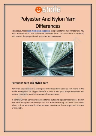 Polyester And Nylon Yarn Differences