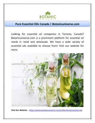 looking for essential oil companies in toronto