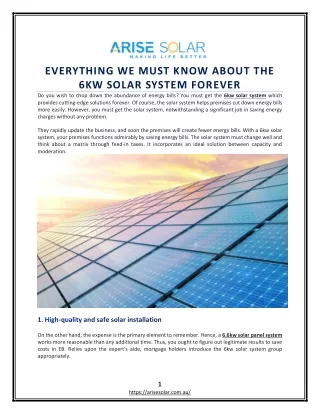 Everything we must know about the 6kw solar system forever