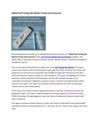 global self testing kits market trends