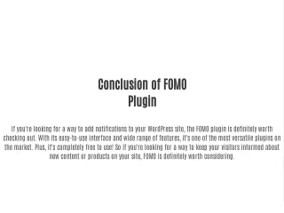 Conclusion of FOMO Plugin
