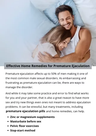 effective home remedies for premature ejaculation