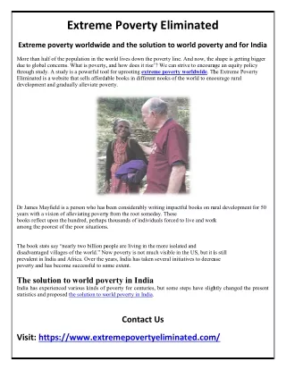 The Global Extreme Poverty in India