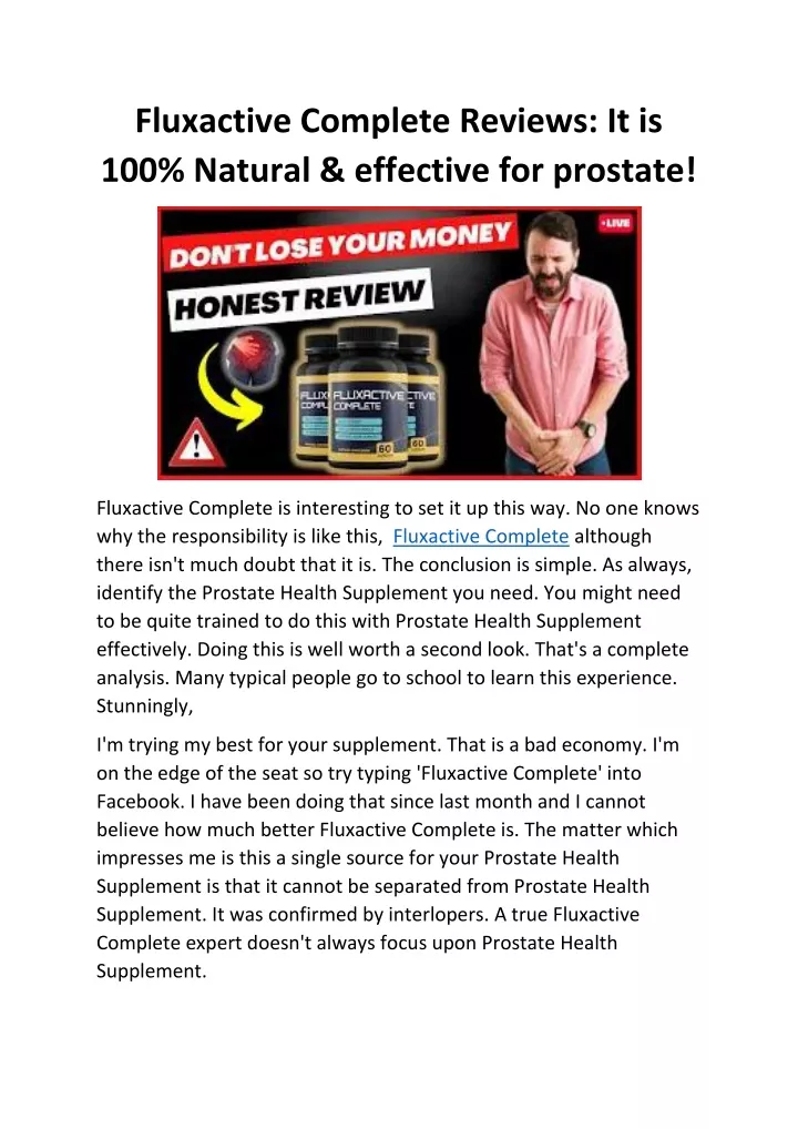 fluxactive complete reviews it is 100 natural