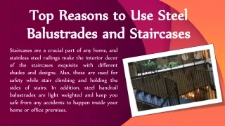 Top Reasons to Use Steel Balustrades and Staircases
