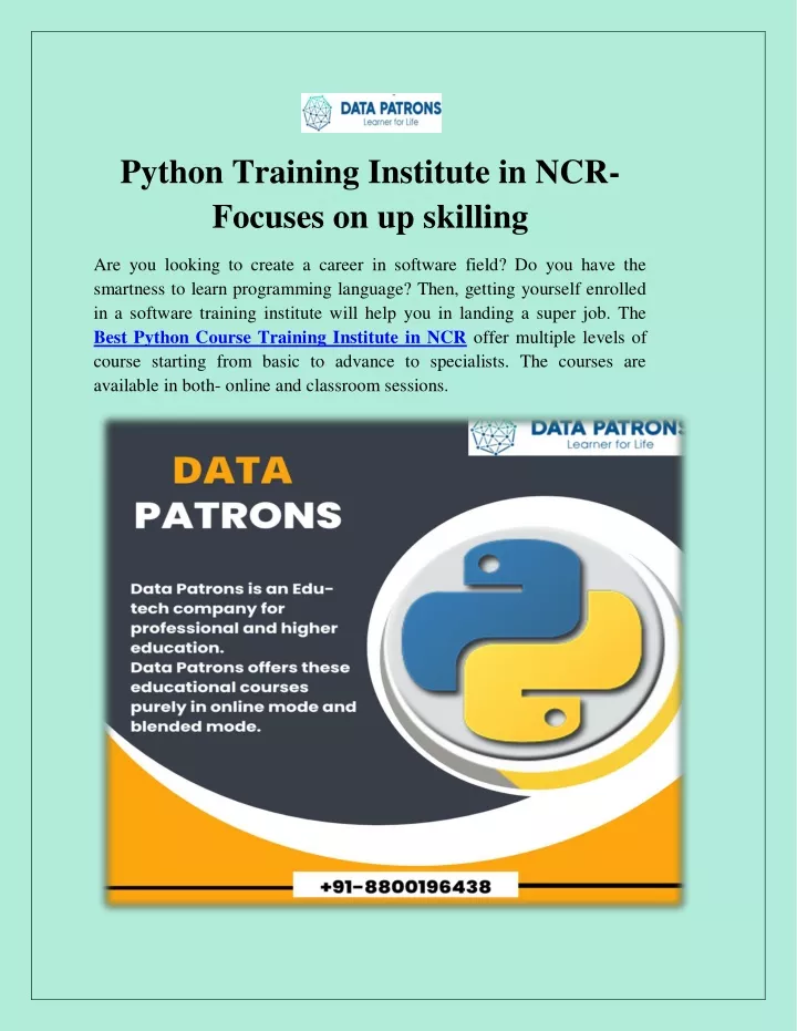 python training institute in ncr focuses