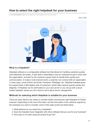 How to select the right helpdesk for your business