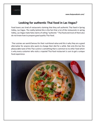 Looking for authentic Thai food in Las Vegas