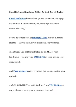 cloud defender developer edition by matt garrett