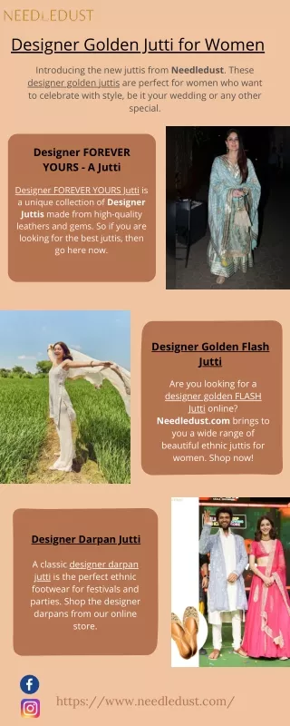 Designer Golden Jutti for Women Online | Needledust