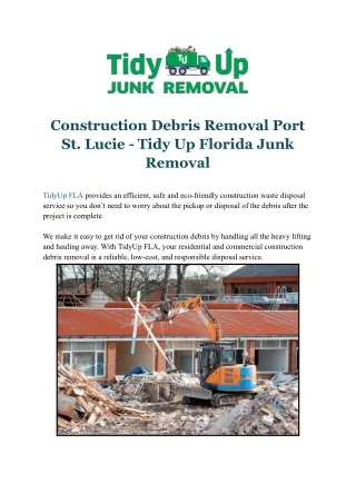 Construction Debris Removal Port St