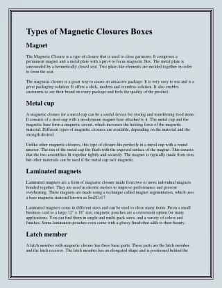 Types of Magnetic Closures