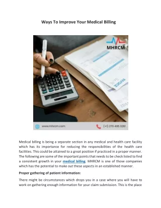 Ways To Improve Your Medical Billing