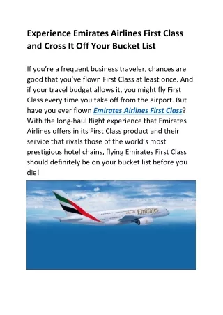 experience emirates airlines first class