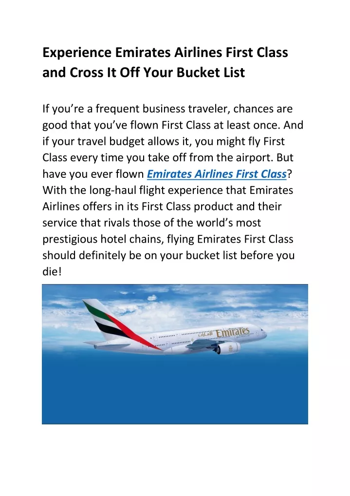 experience emirates airlines first class