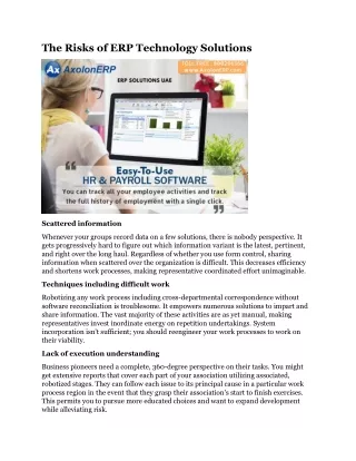 the risks of erp technology solutions