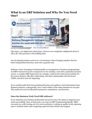 what is an erp solution and why do you need one