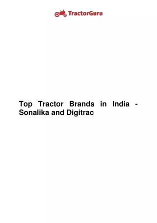 top tractor brands in india sonalika and digitrac