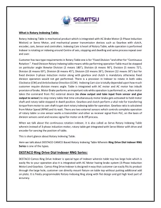 DESTACO CAMCO Rotary Indexing Ring  RNG Series with its selection Parameters