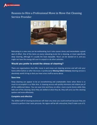 Reasons to Hire a Professional Move in Move Out Cleaning Service Provider