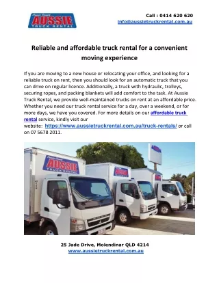 Reliable and affordable truck rental for a convenient moving experience