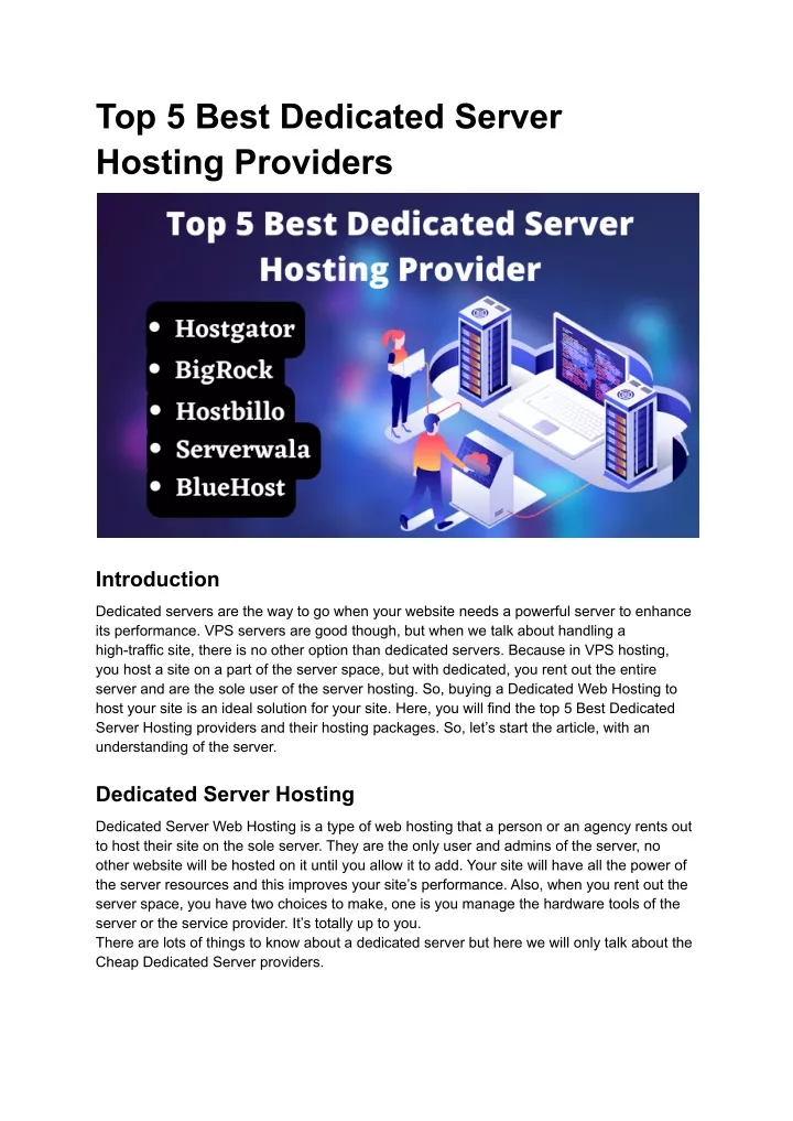 PPT - Top 5 Best Dedicated Server Hosting Provider PowerPoint ...