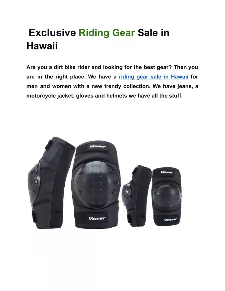 exclusive riding gear sale in hawaii