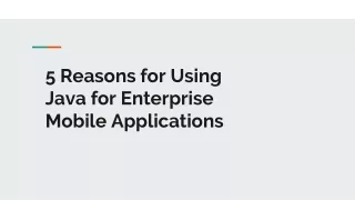5 Reasons for Using Java for Enterprise Mobile Applications