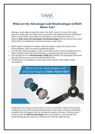 What are the Advantages and Disadvantages of BLDC Motor Fan