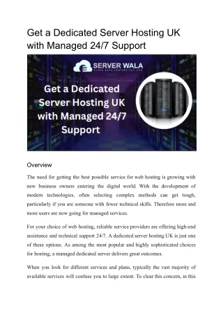get a dedicated server hosting uk with managed