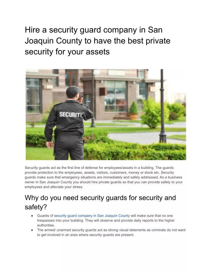 hire a security guard company in san joaquin