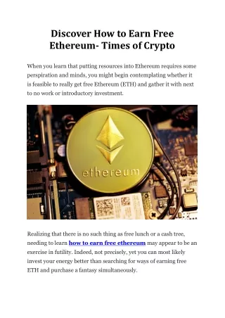 How to Earn Free Ethereum - Times of Crypto