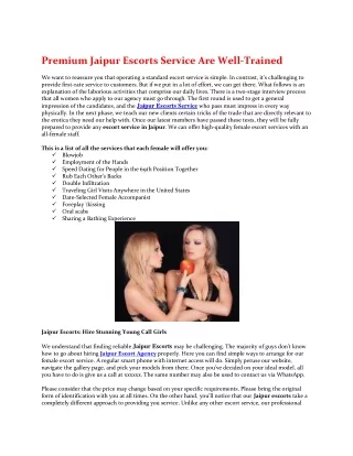 Premium Jaipur Escorts Service are well