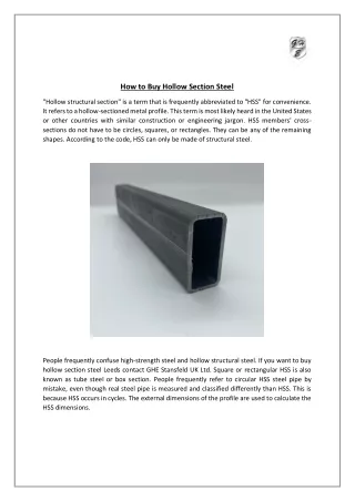 How to Buy Hollow Section Steel