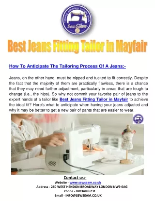 Best Jeans Fitting Tailor in Mayfair