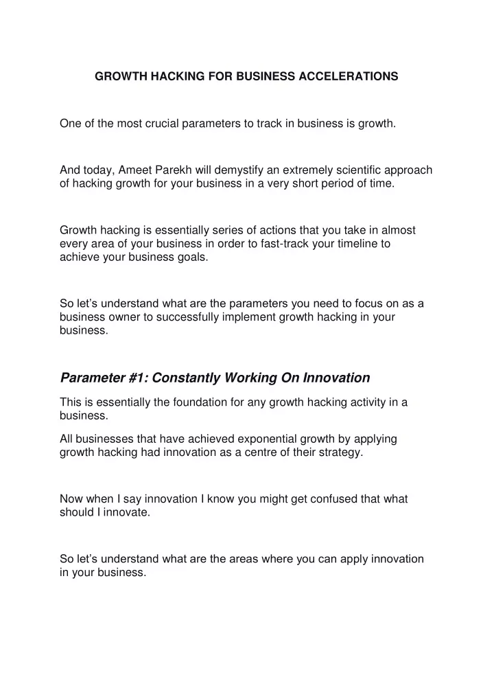 growth hacking for business accelerations