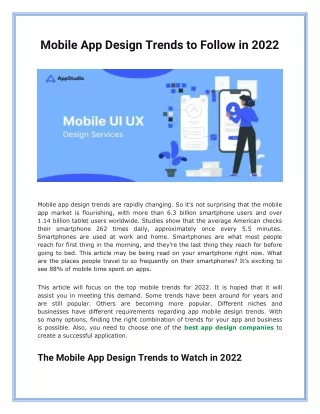 Mobile App Design Trends to Follow in 2022