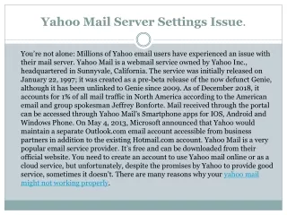 yahoo mail server settings issue