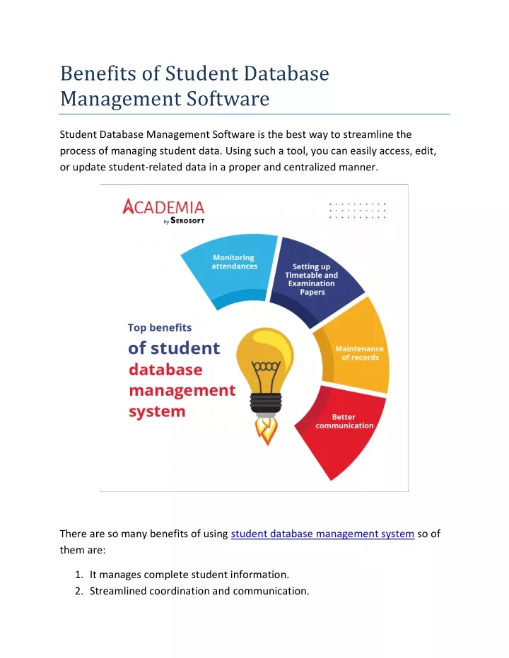 benefits of student database management software