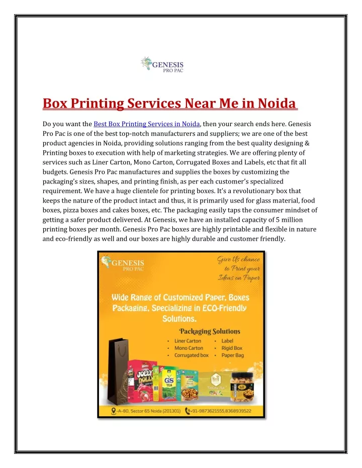 box printing services near me in noida