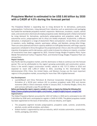 propylene market is estimated